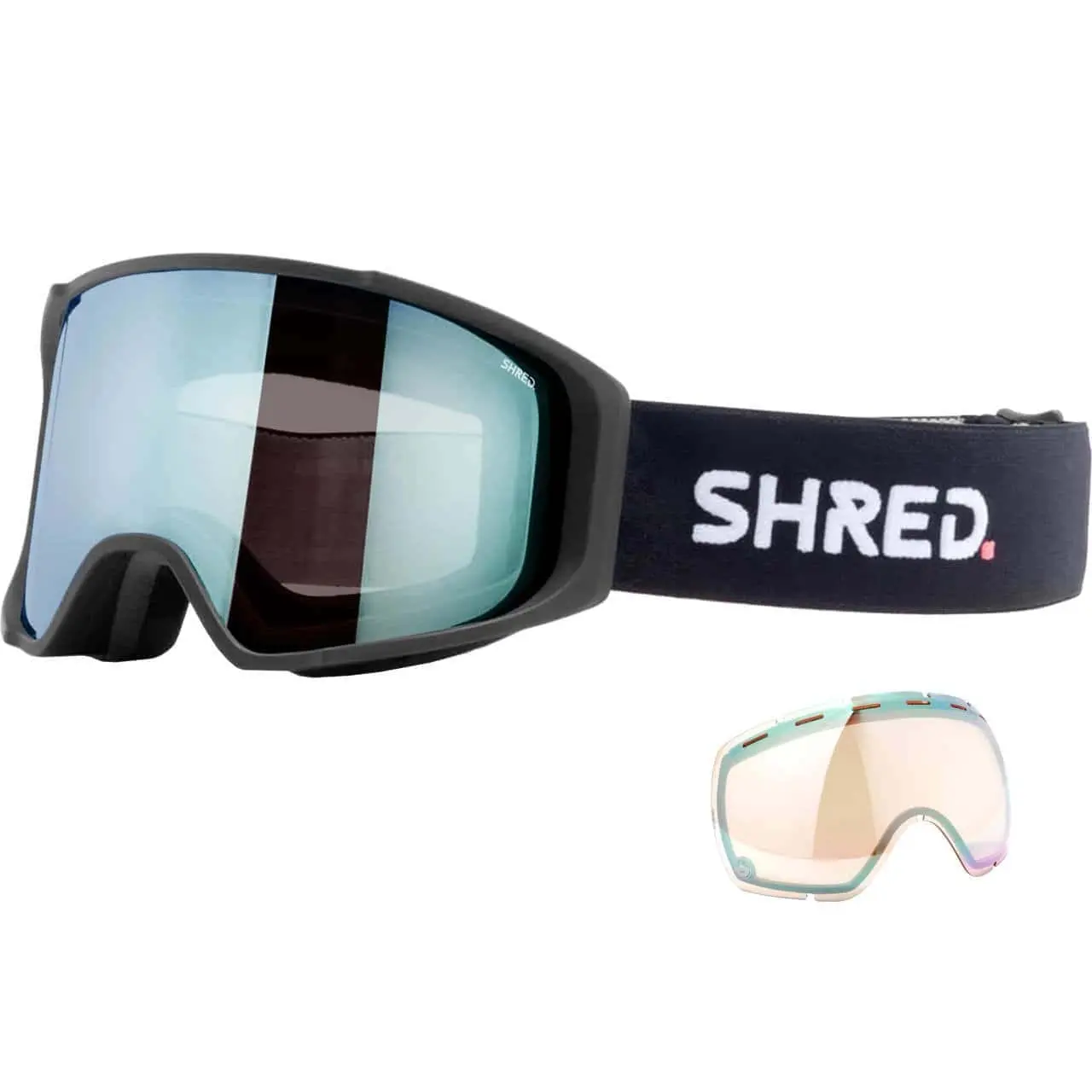 Shred Simplify Black CBL 2.0 Deep Blue Mirror + Reserve Lens 3 Shred Simplify Black CBL 2.0 Deep Blue Mirror + Reserve Lens